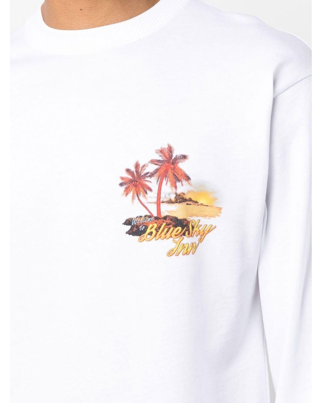 BLUE SKY INN White Logo Long Sleeve T-shirt for men