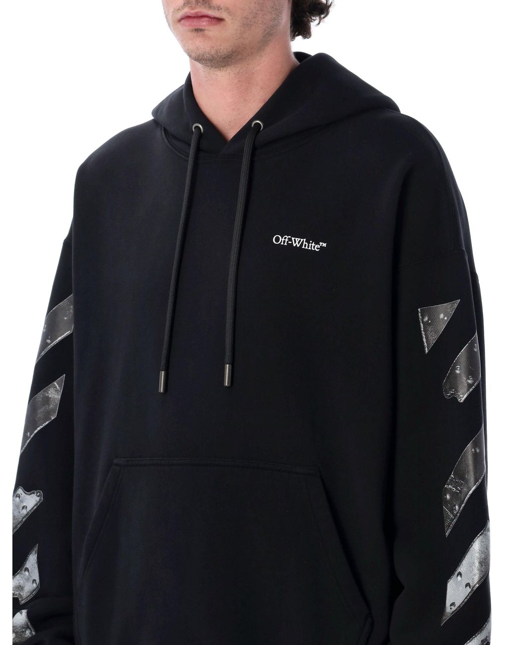 Off-White c/o Virgil Abloh Blue Metal Arrow Skate Hoodie I Cotton Sweatshirt