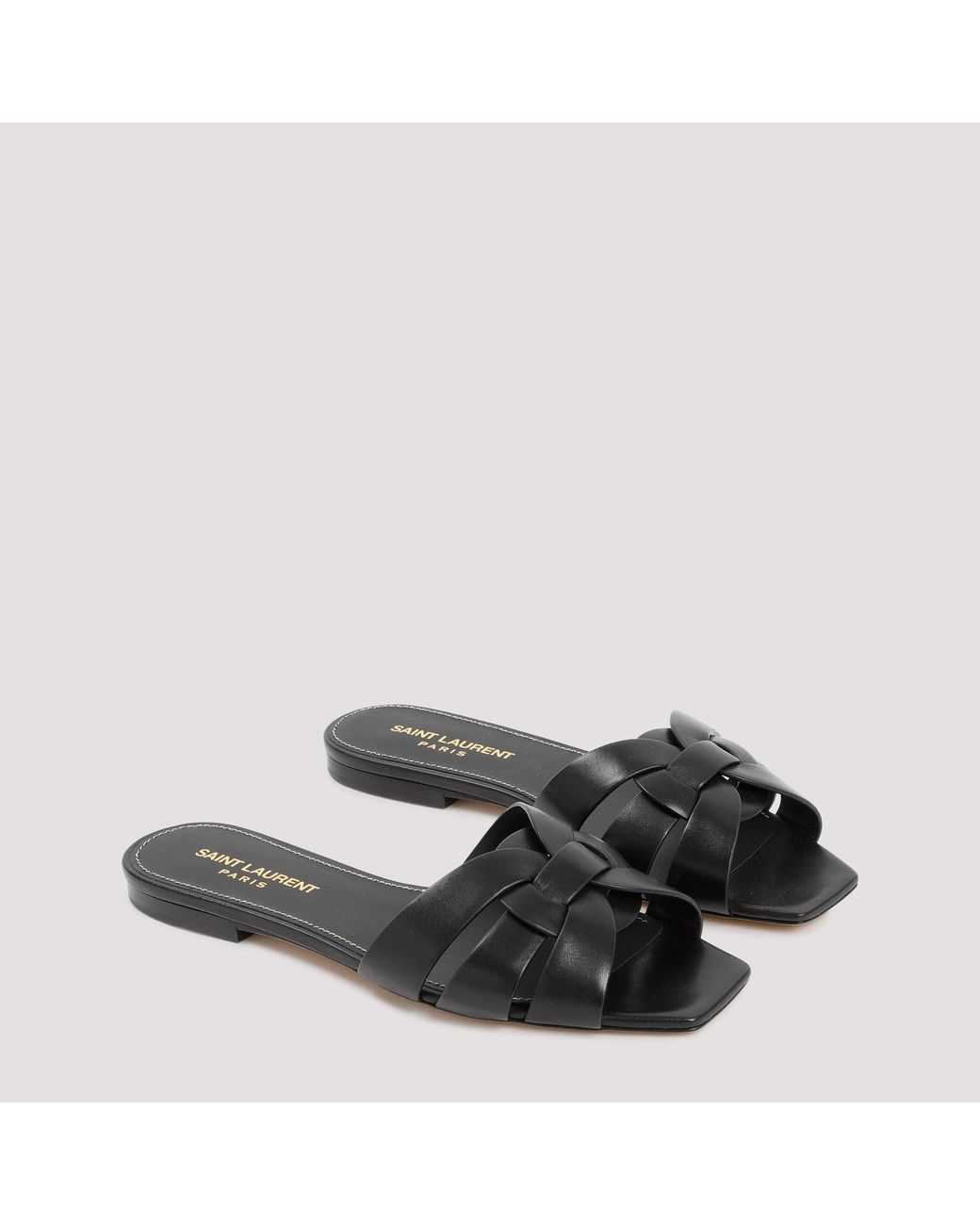 Saint Laurent Black Leather Tribute Flats