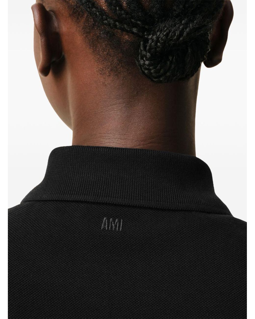 AMI Black Ami De Coeur Cotton Polo Shirt