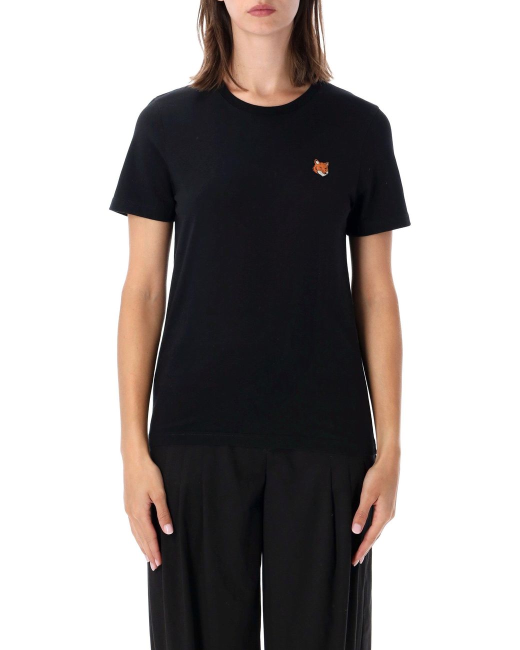 Maison Kitsuné Black Cotton Fox Logo T-Shirt