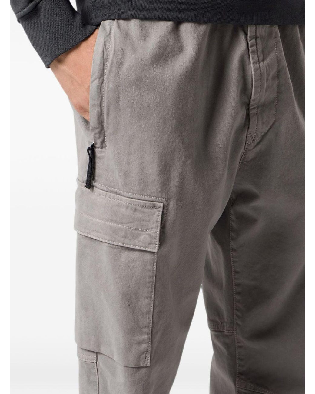 Stone Island Gray Cotton Cargo Trousers for men
