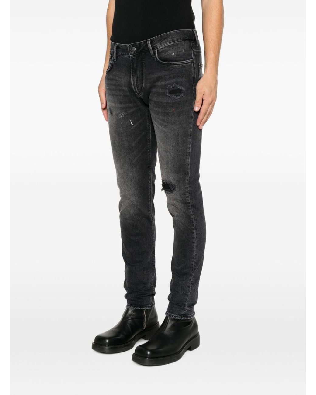 Emporio Armani Gray Slim Denim Cotton Jeans for men