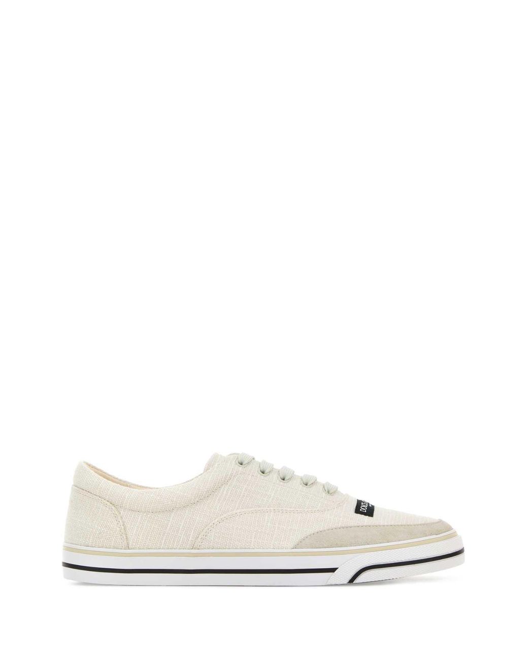 Dolce & Gabbana White Ivory Canvas Dg Sailing Sneakers