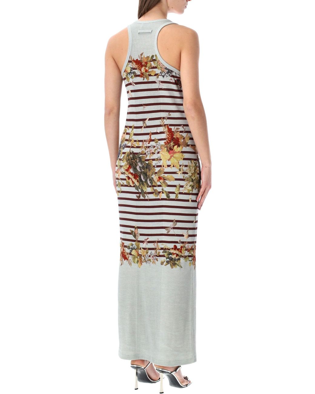 Jean Paul Gaultier White Marinière Grape Tank Long Dress