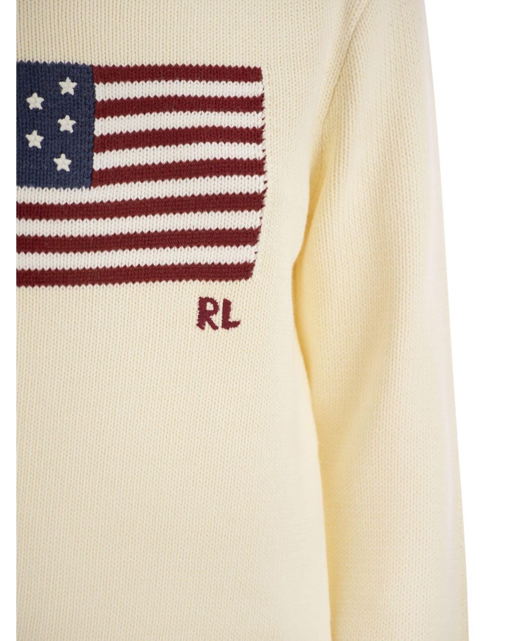 Polo Ralph Lauren Natural Cotton Jersey With Flag