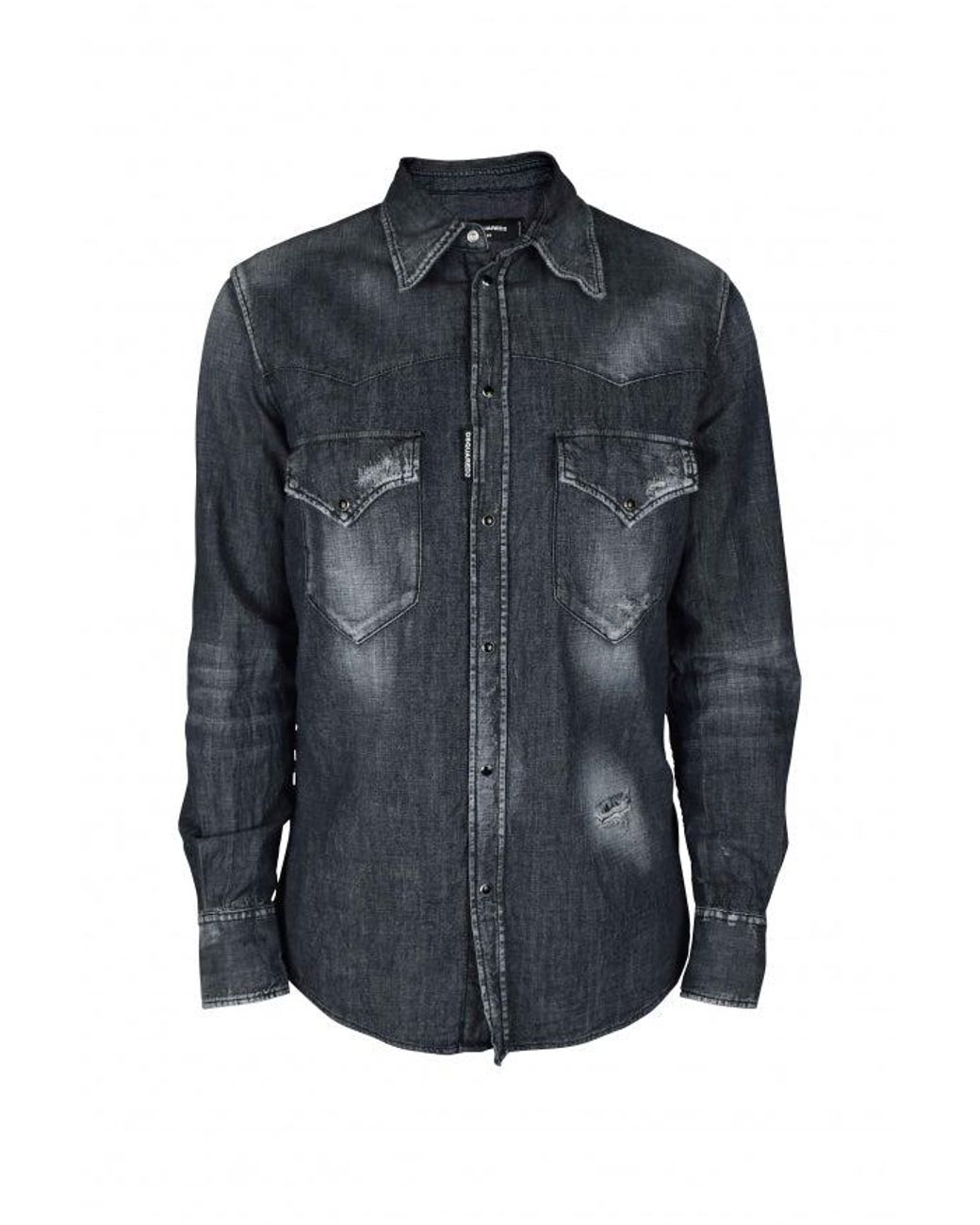 DSquared² Blue Cotton Denim New Western Shirt for men