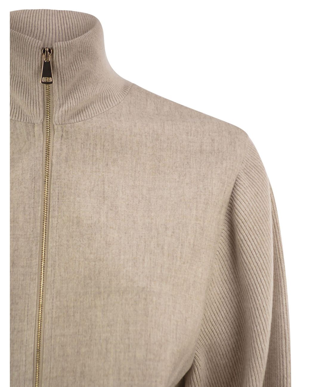 Fabiana Filippi Natural Wool Flannel And Knit Bomber Jacket