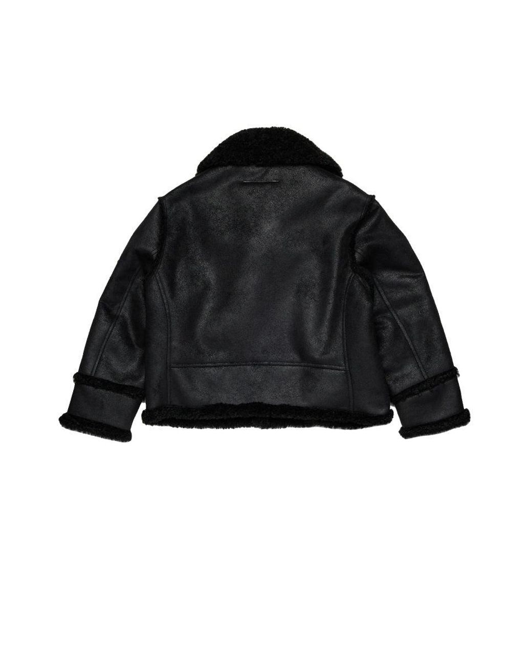 MM6 by Maison Margiela Black Shearling-Type Jacket With Teddy Details