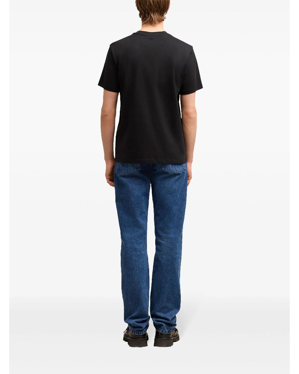 AMI Black Tshirt De Coeur Rouge