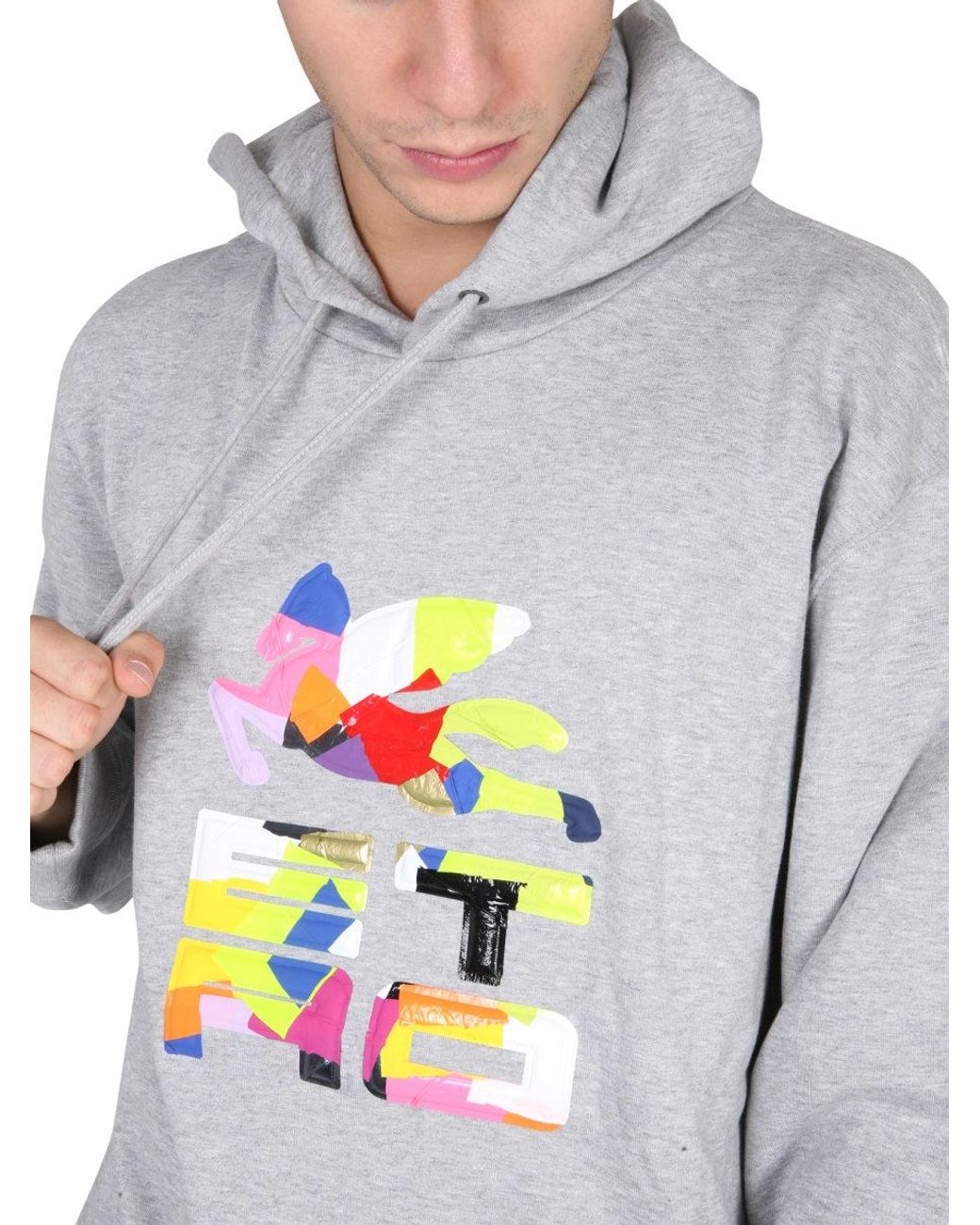 Etro Gray Logo Hood Sweatshirts for men