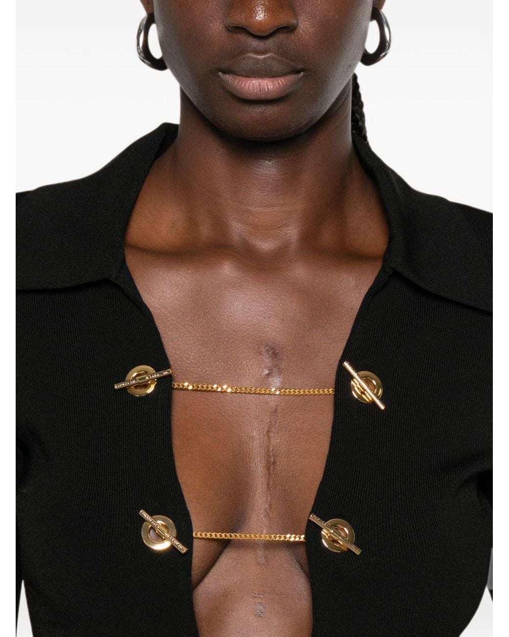 Elisabetta Franchi Black Cut Out Bodysuit
