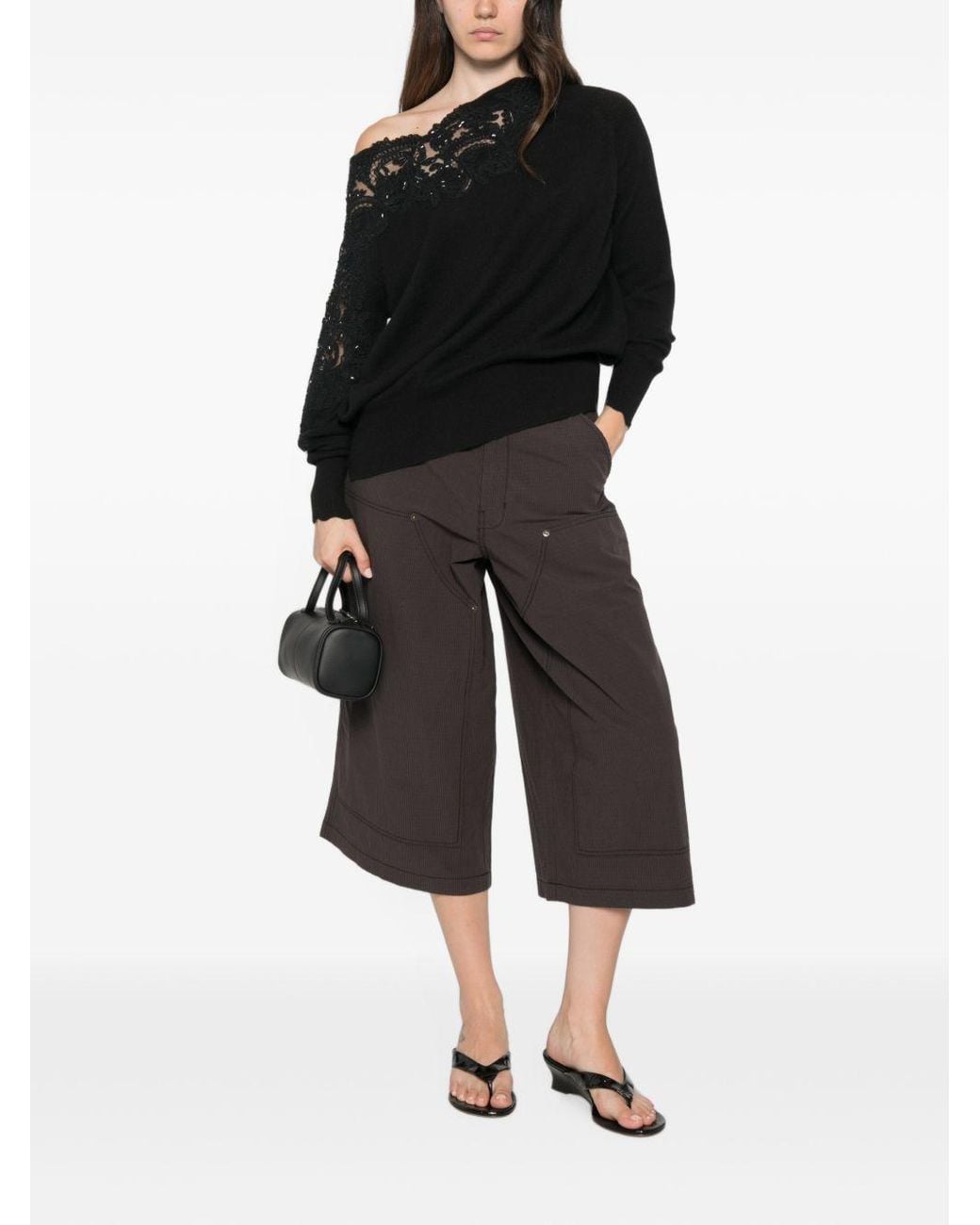 Ermanno Scervino Black Cashmere Crewneck Sweater
