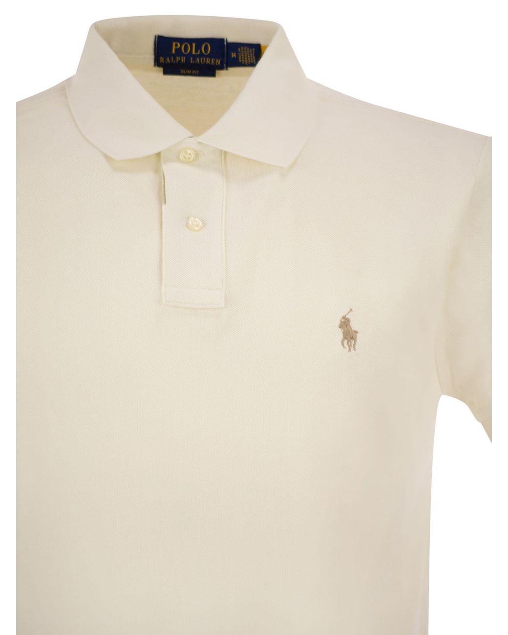 Polo Ralph Lauren White Slim Fit Pique Polo Shirt