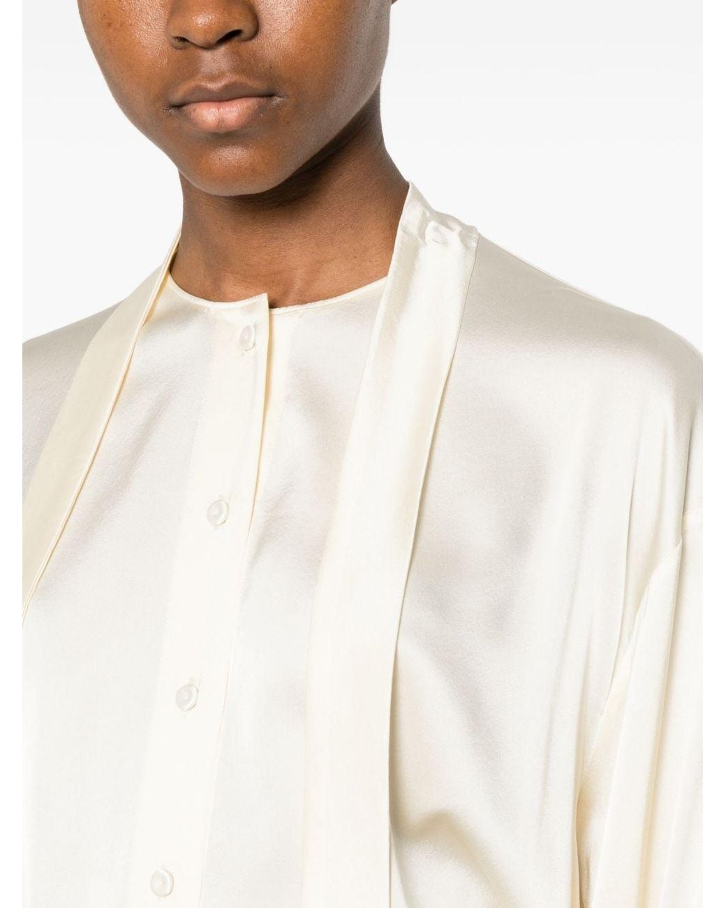 Forte_forte White Silk Bow Tie Shirt