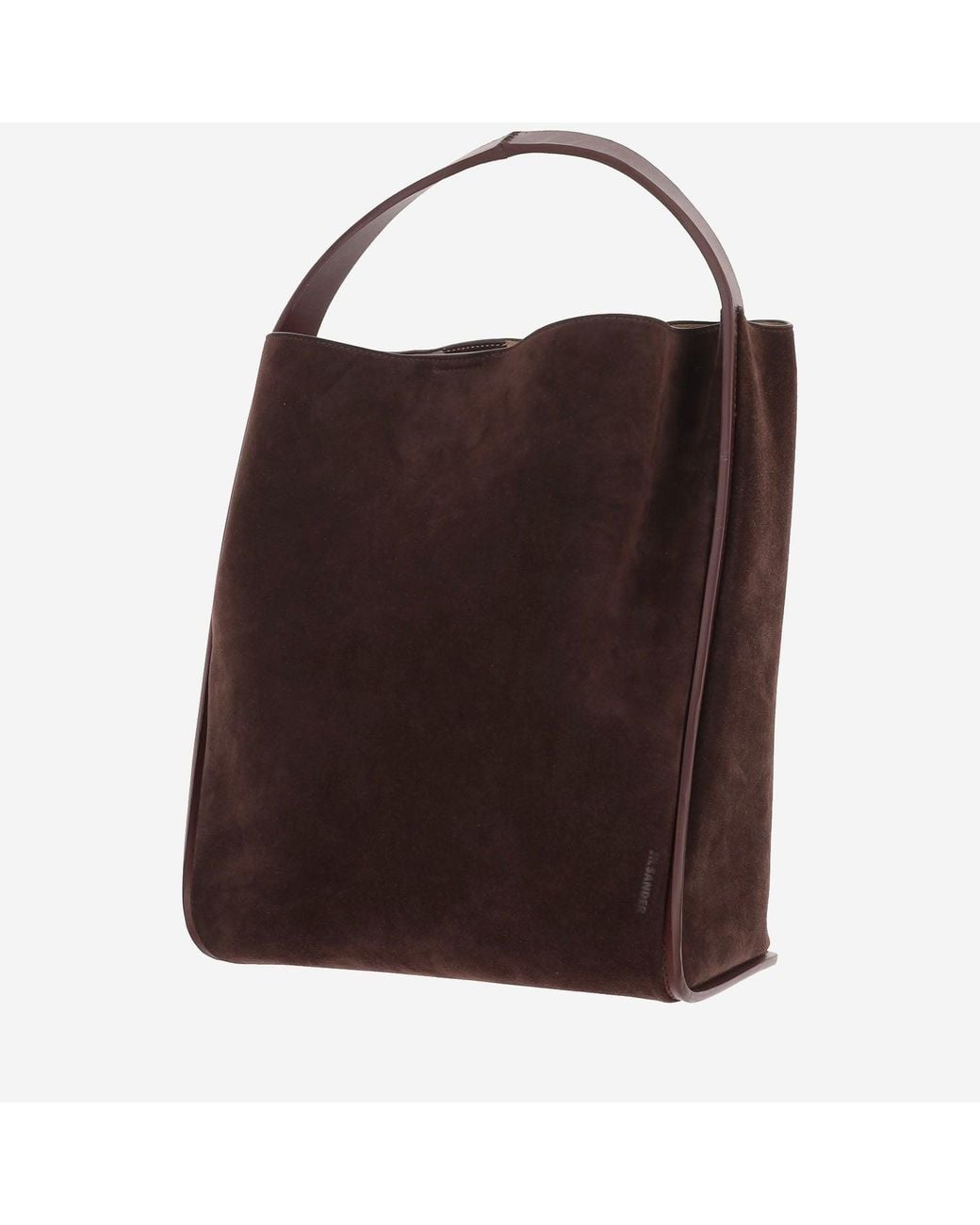 Jil Sander Brown Suede Shoulder Bag Calf Leather