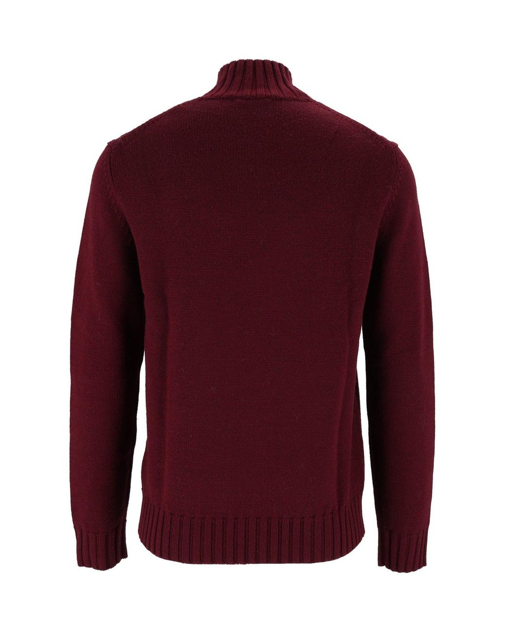 Ballantyne Red Burgundy Ribbed Wool Turtleneck Sweater