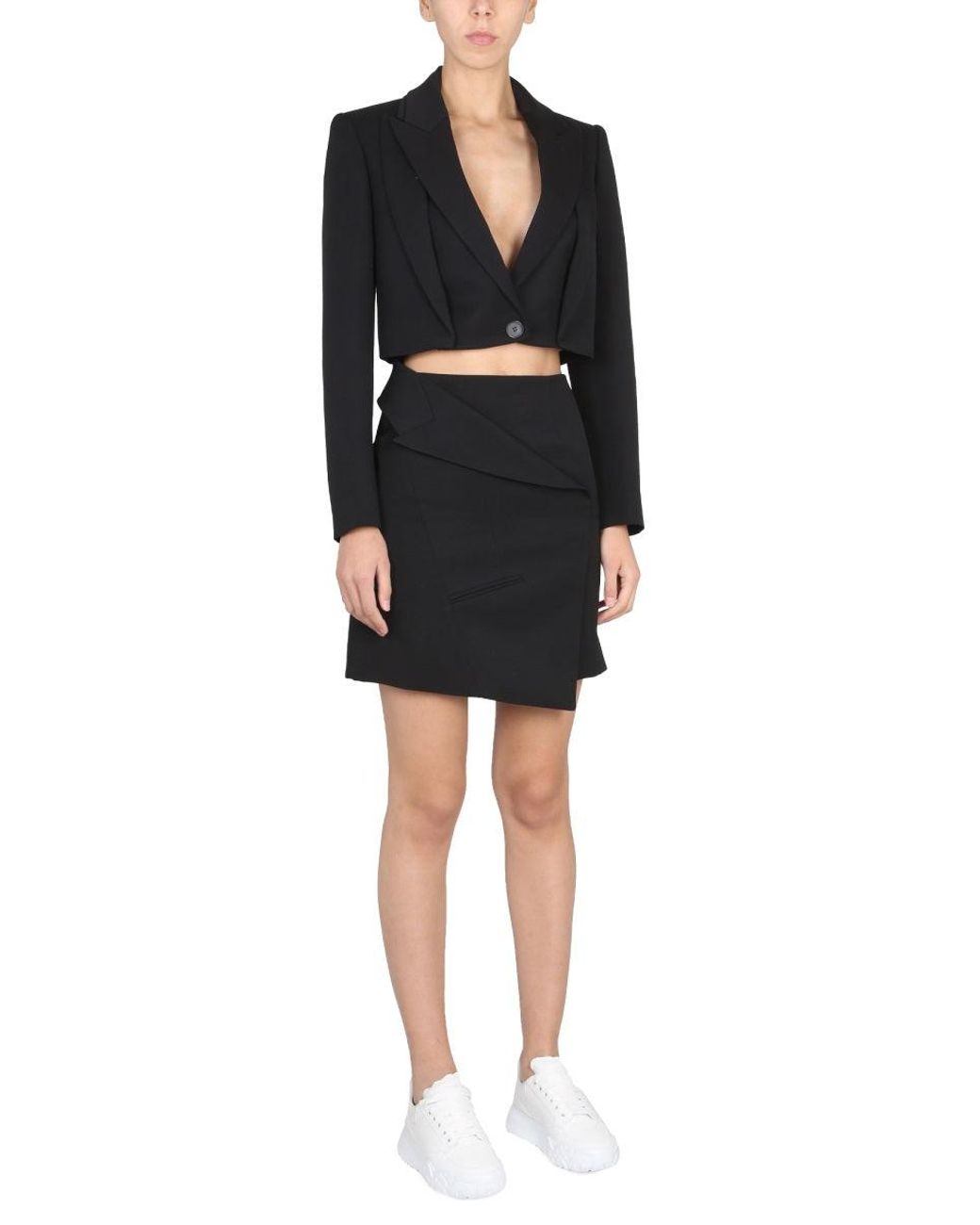 McQueen Black Mini Cropped Double Revers Jacket
