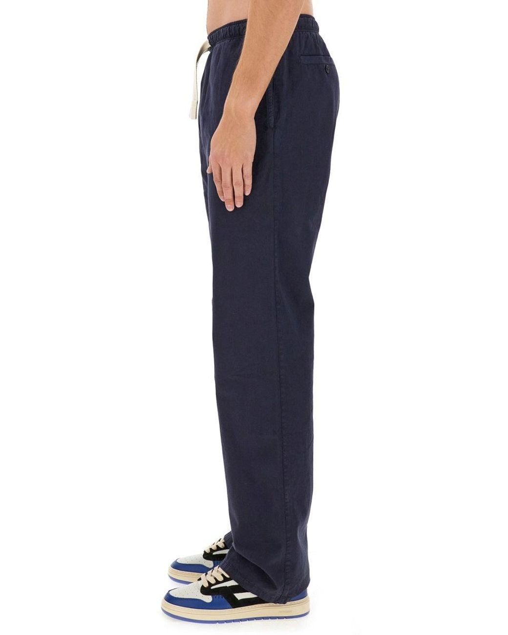 Palm Angels Blue Pants With Logo for men