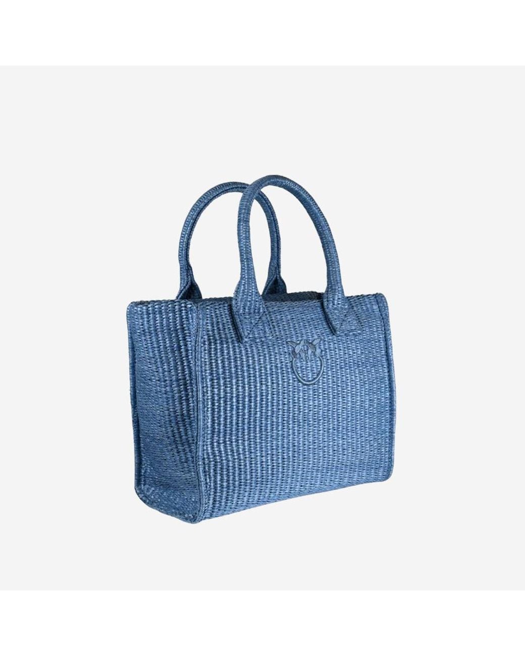 Pinko Blue Raffia Shopping Bag