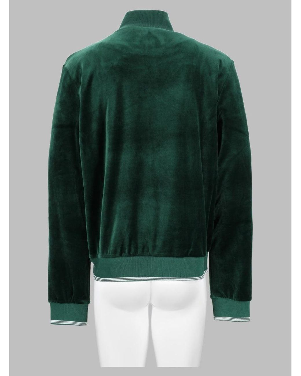 Casablanca Green Velvety High Collar Zip-Through Sports Jacket