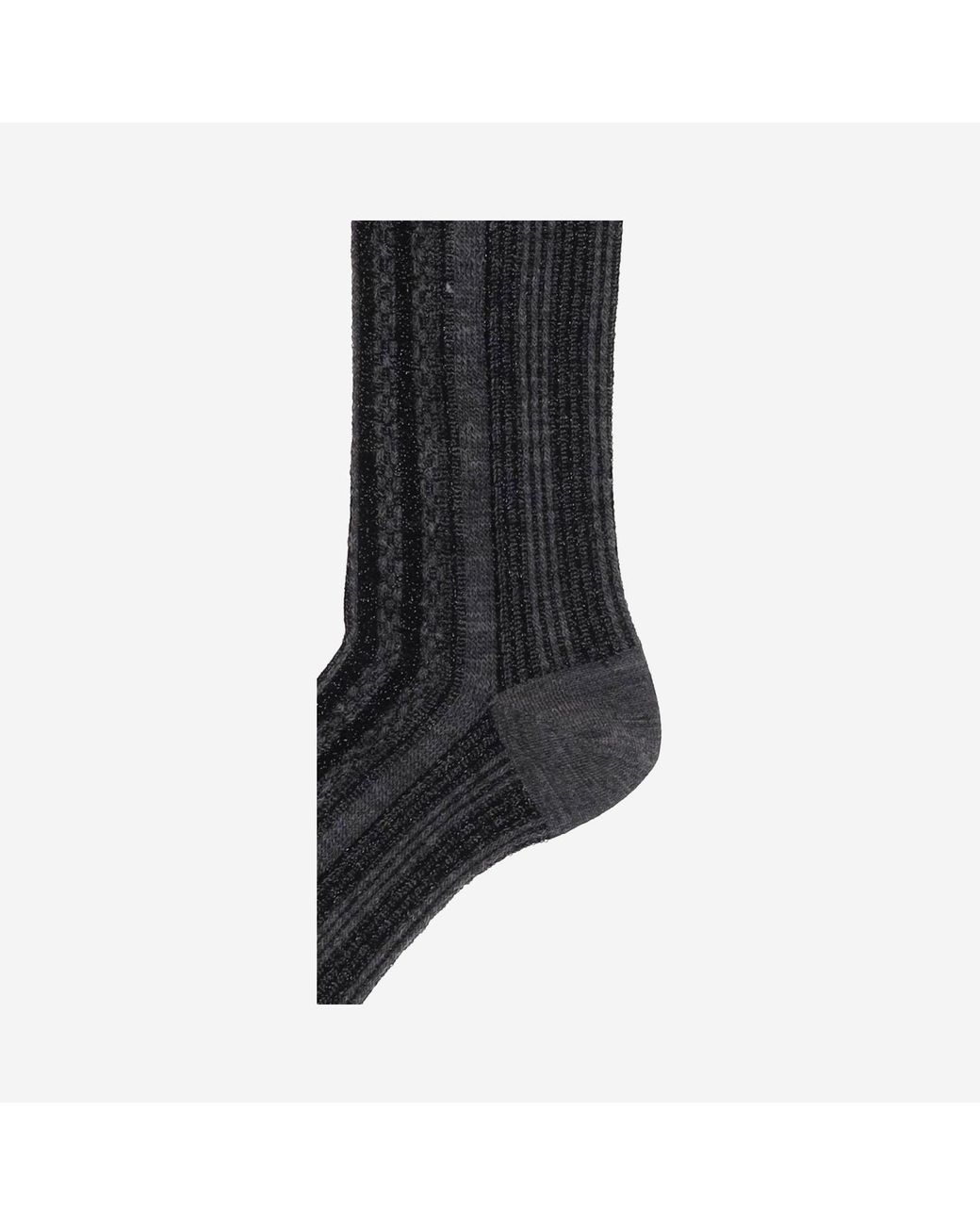 ANT45 Black Ribbed Wool Blend Socks With Stripes