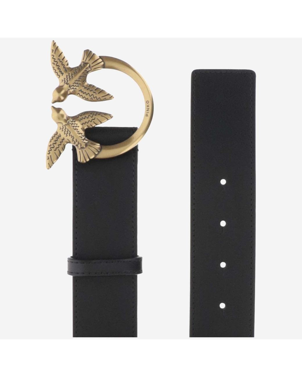 Pinko Black Leather Belt With Logo