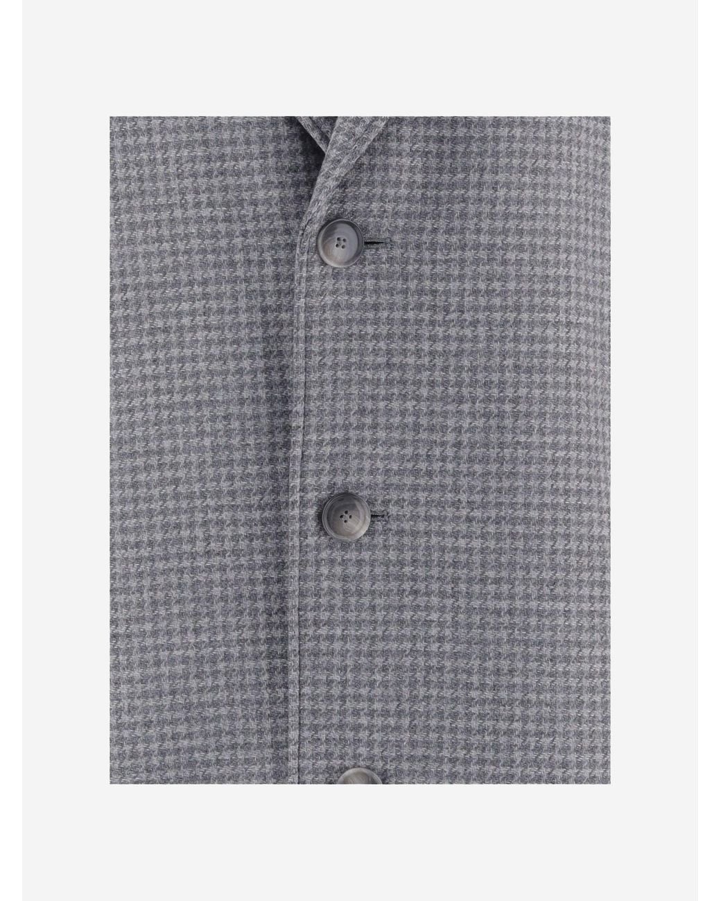 Boss Gray Wool Coat Houndstooth