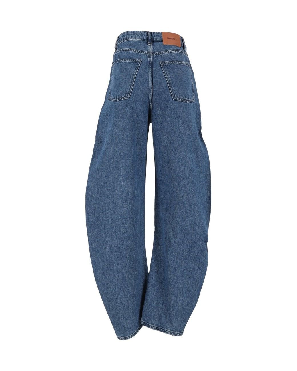 ROTATE BIRGER CHRISTENSEN Blue Draped Barrel Leg Jeans Medium Denim (Regular Fit)
