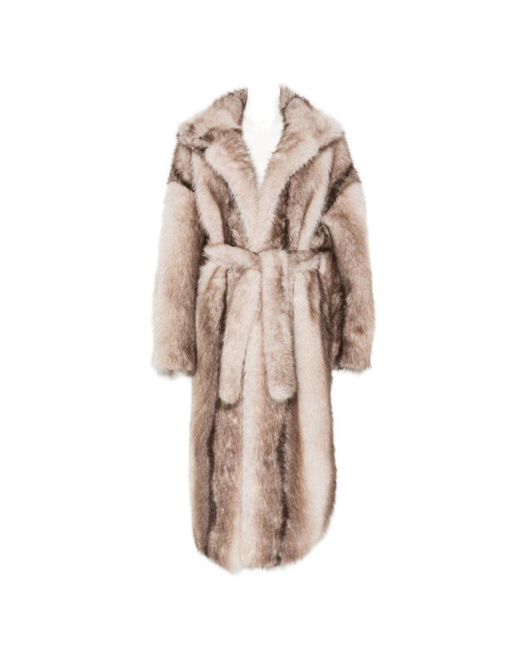 Frankie Shop Natural Ravello Faux Fur Long Coat