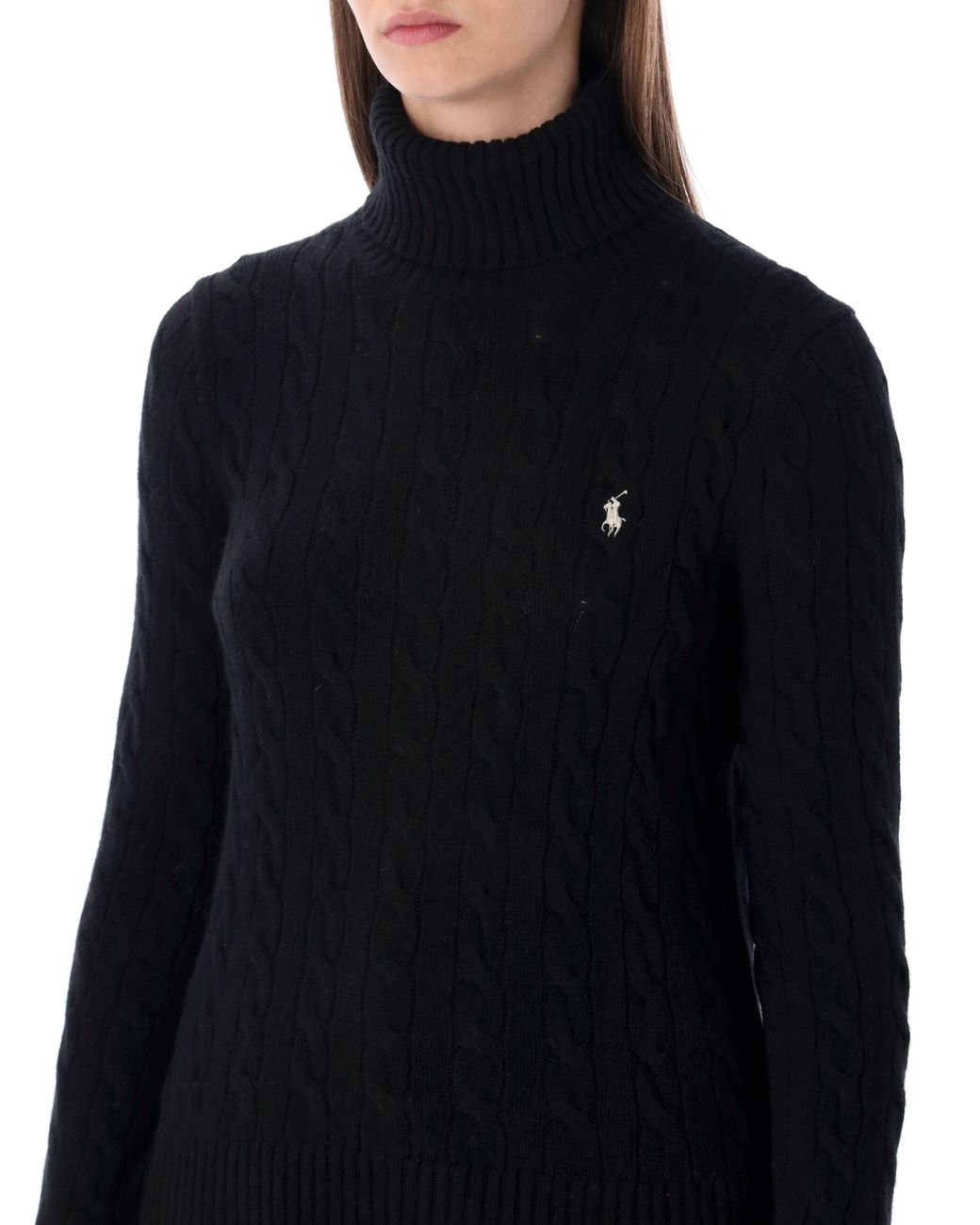 Polo Ralph Lauren Blue Wool And Cashmere Cable-Knit Turtleneck