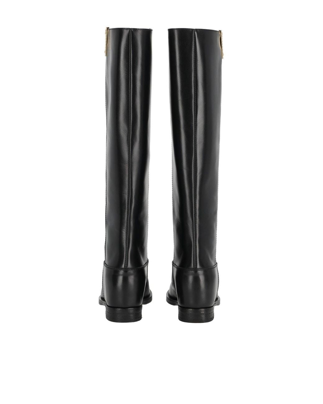 Via Roma 15 Black Tall Leather Studded Boots