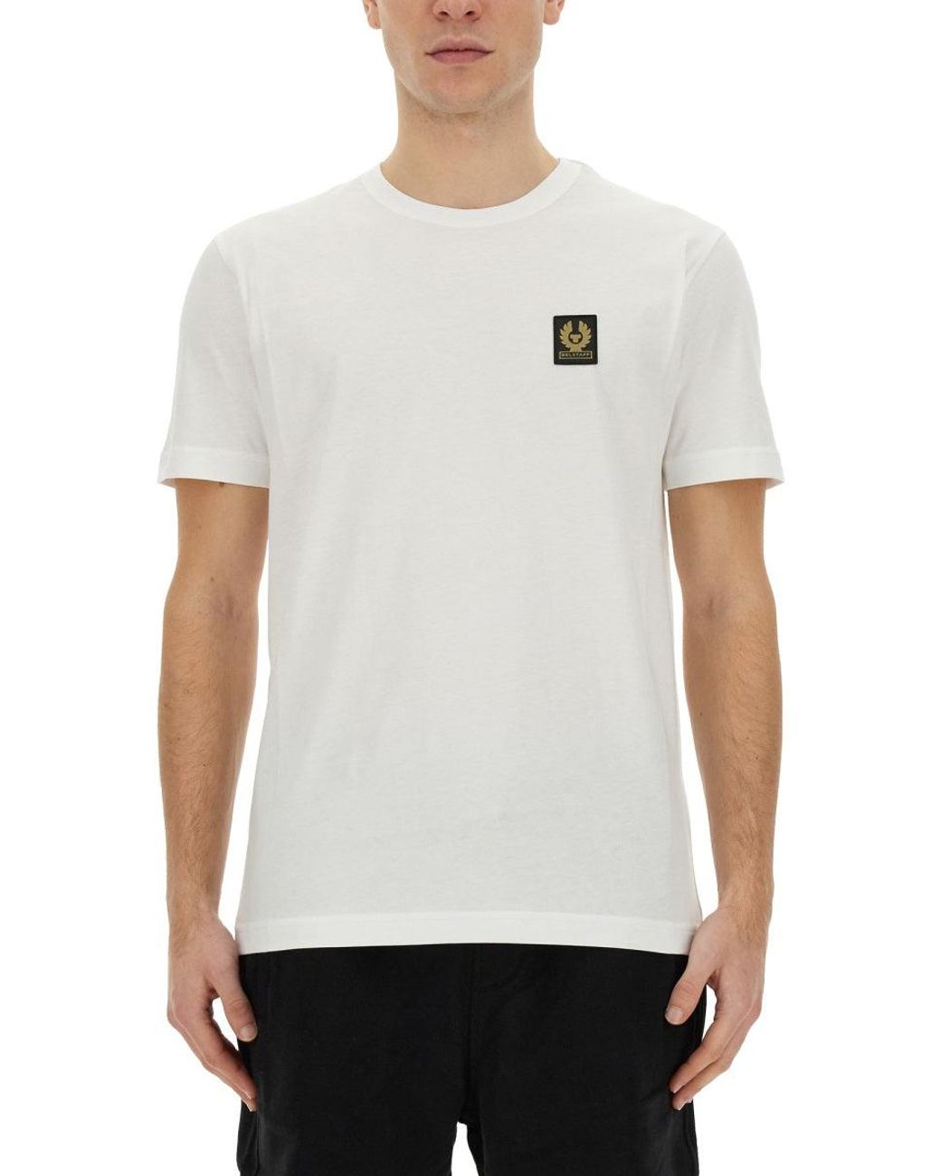 Belstaff White Tshirt Con Patch Logo for men