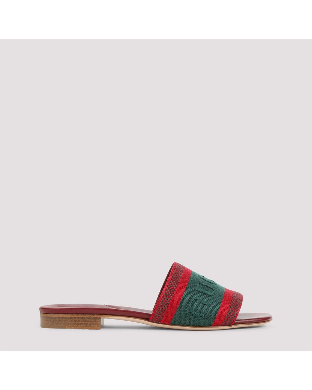 Mules Web Stripe Brodees Gucci en coloris Red
