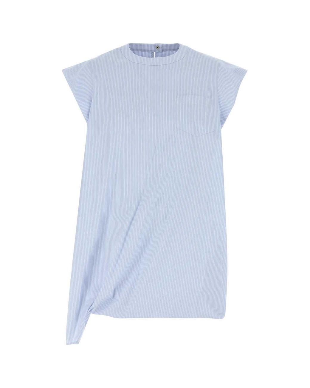 Sacai Blue Embroidered Poplin Top