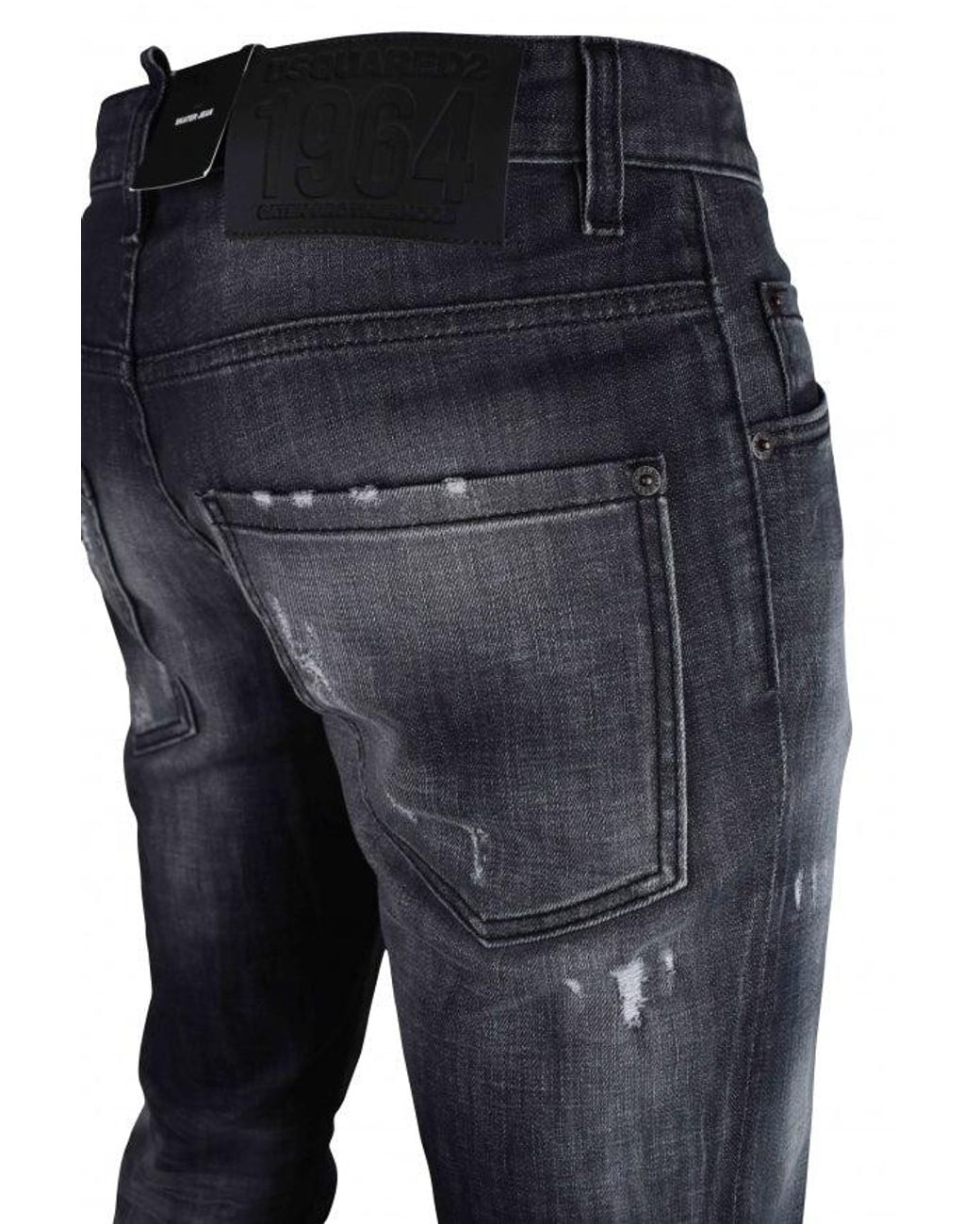 DSquared² Blue Distressed Dark Cotton Skater Jeans for men
