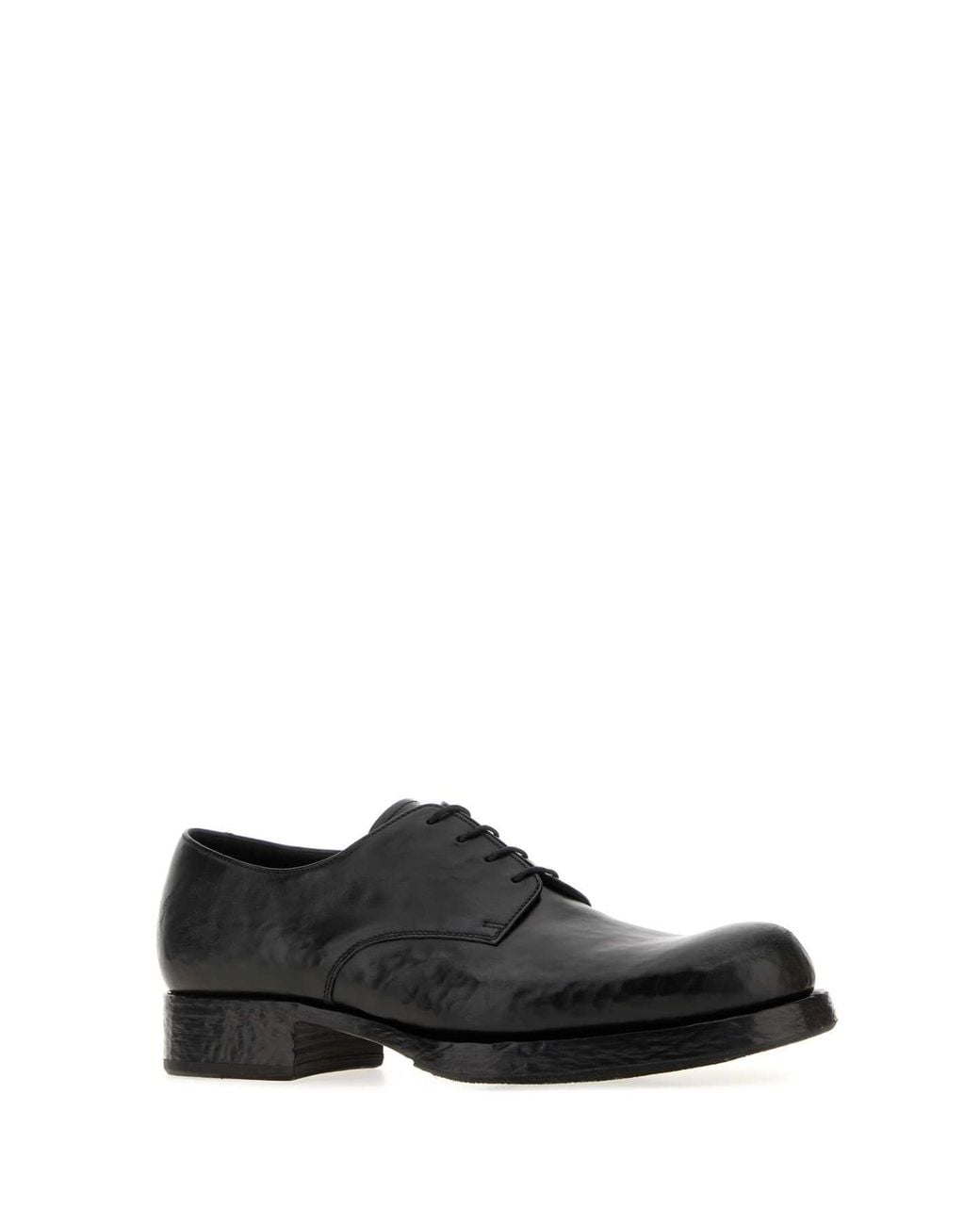 Prada Black Leather Lace Up Shoes