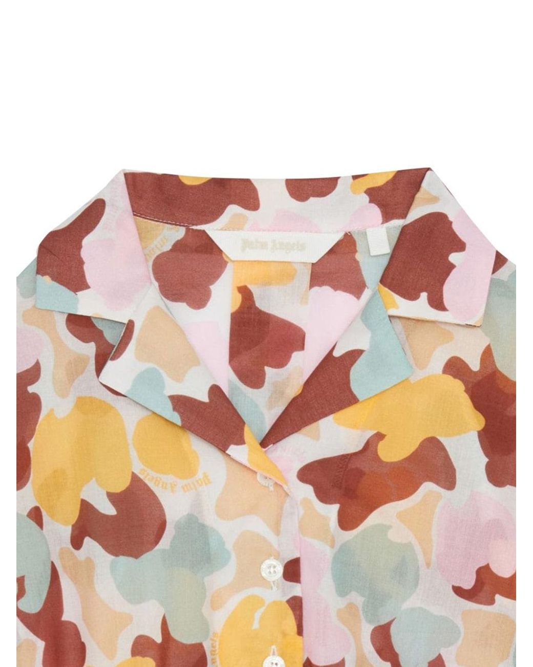Palm Angels Orange Cropped Shirt Aop Camu for men