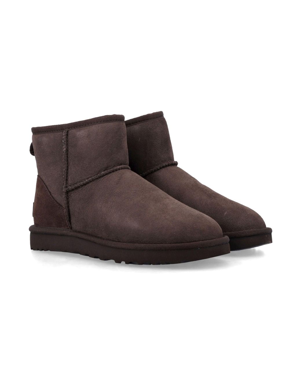 Ugg Brown Classic Mini Ii Suede Boots With Shearling Lining