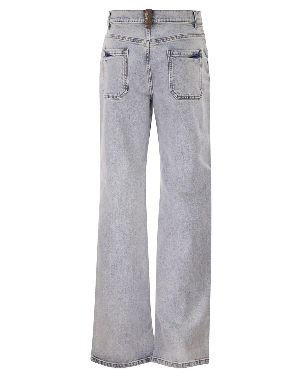Fabiana Filippi Gray Five-Pocket Denim Trousers With Diamond Detailing
