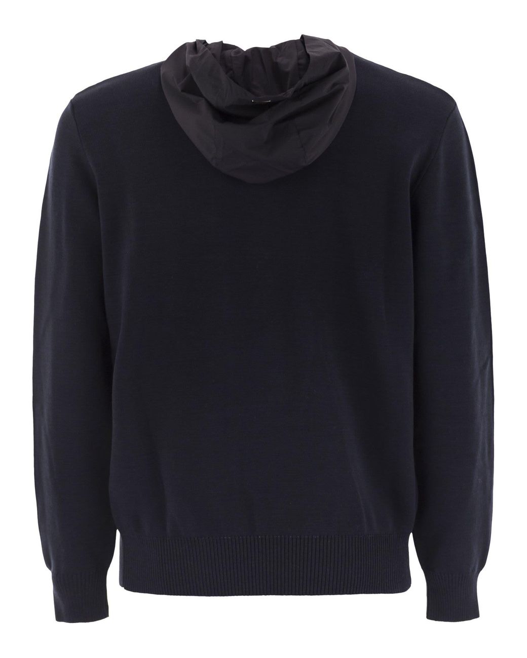 Herno Blue Resort Double Cotton Knit And Nylon Hoodie for men