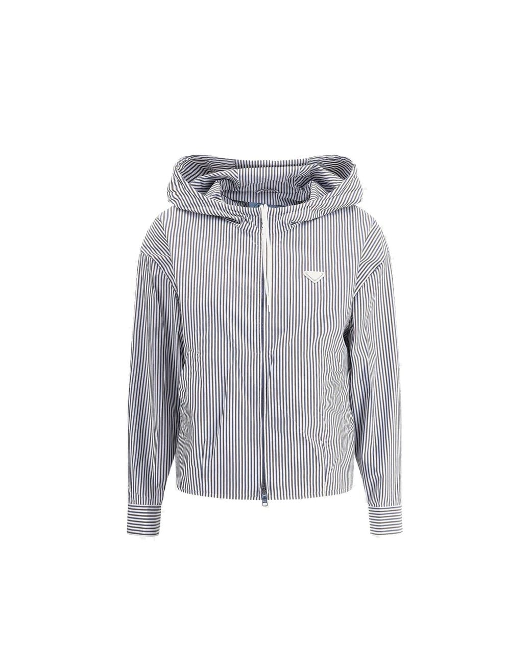Prada Gray Striped Hooded Jacket