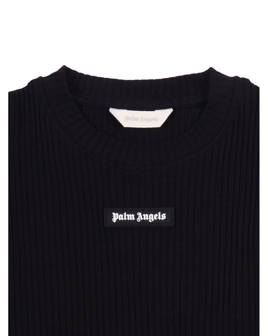 Palm Angels Black Logo Rib Baby Tee S/S Girl for men
