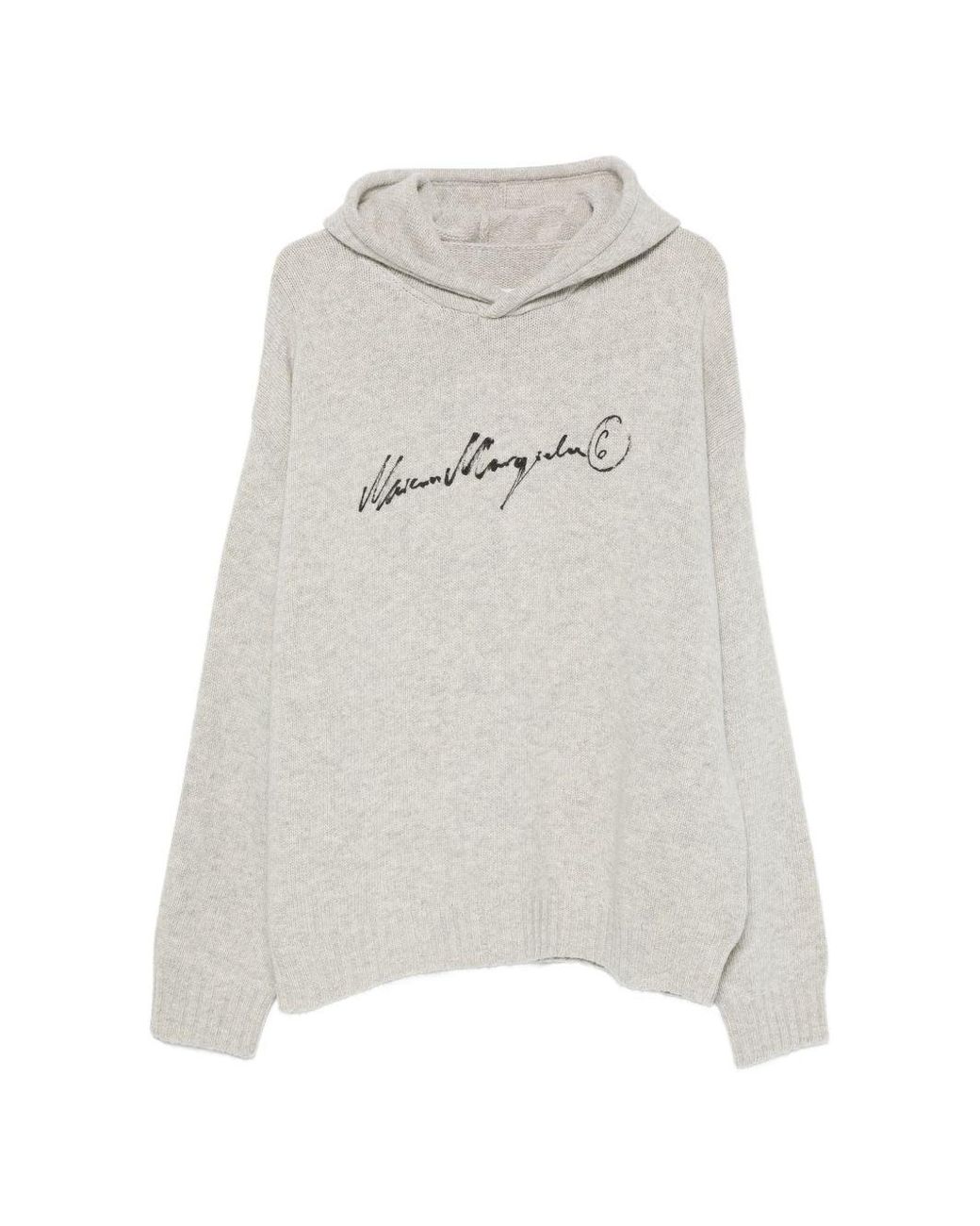MM6 by Maison Margiela White Wool Crewneck Sweater