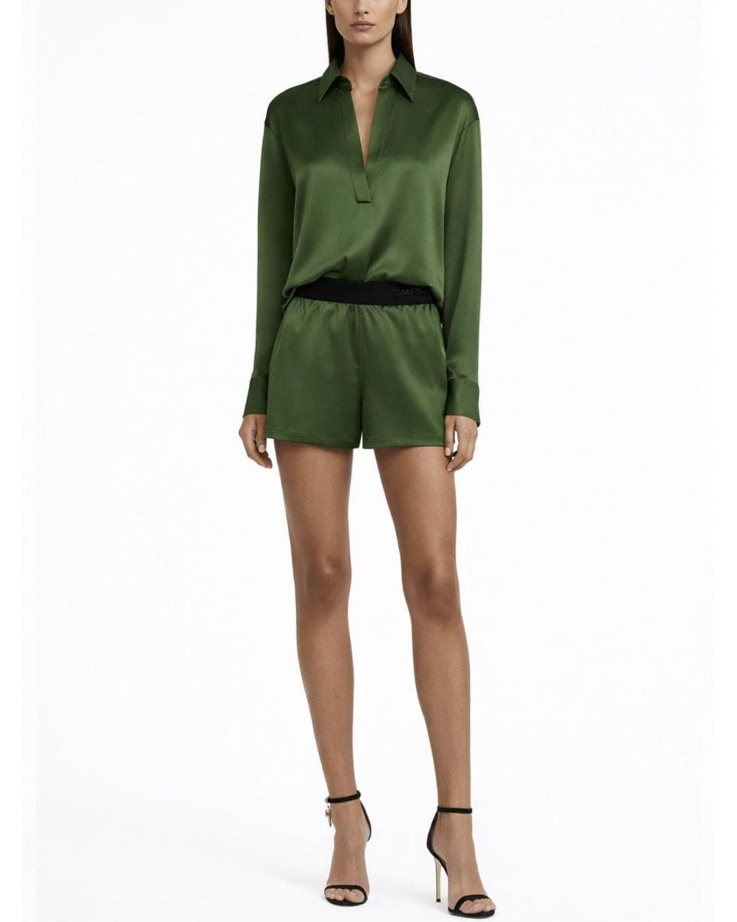 Tom Ford Green Silk Pajama Shorts