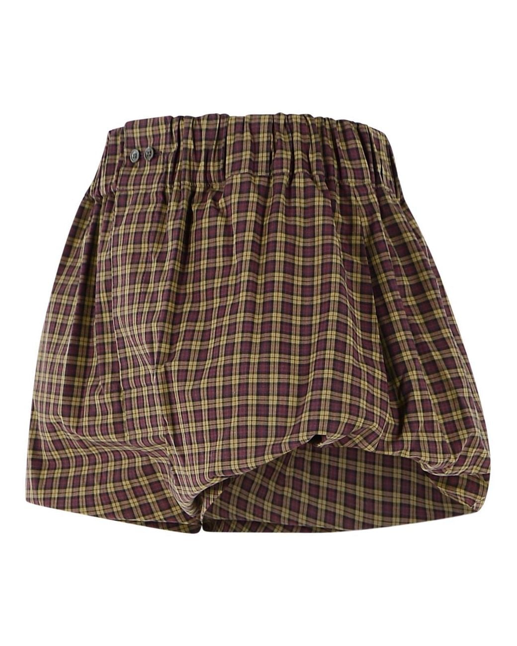 Marni Brown Checkered High-Waist Poplin Chino Shorts