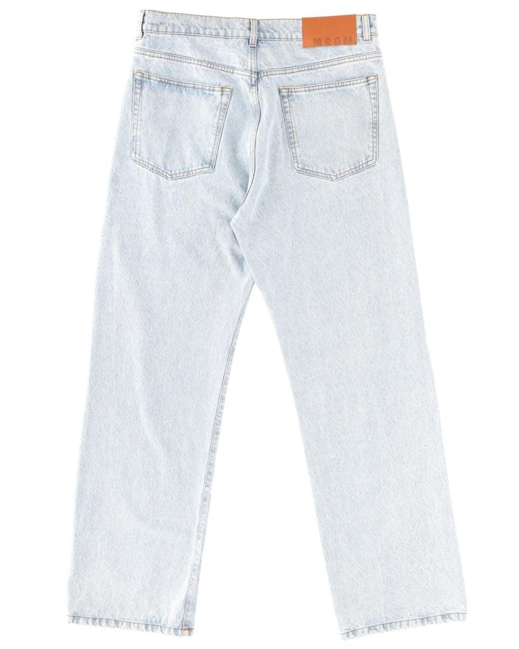 MSGM Blue Jeans With Embroidered Logo Cotton for men