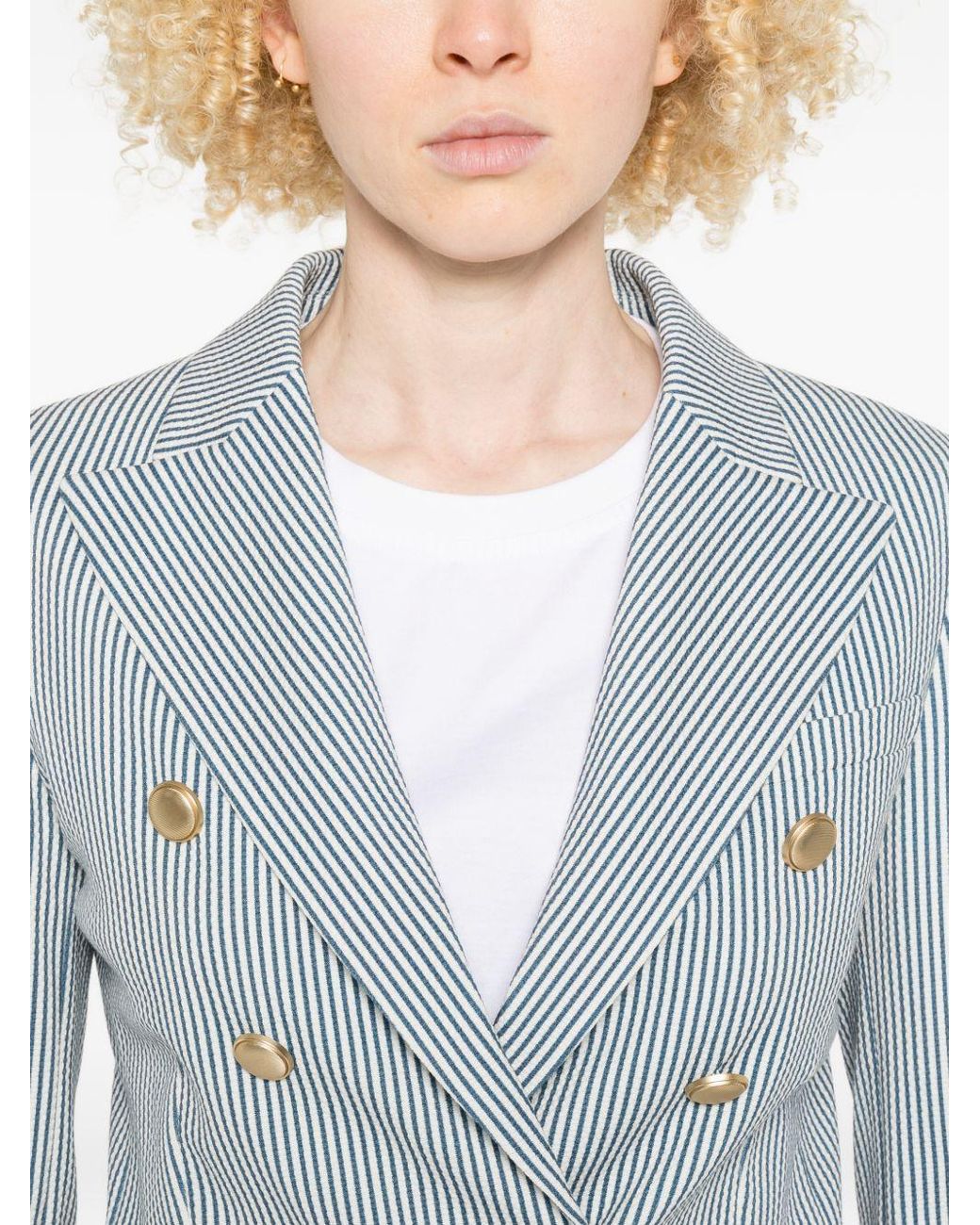 Circolo 1901 Blue Striped Double Breasted Jacket