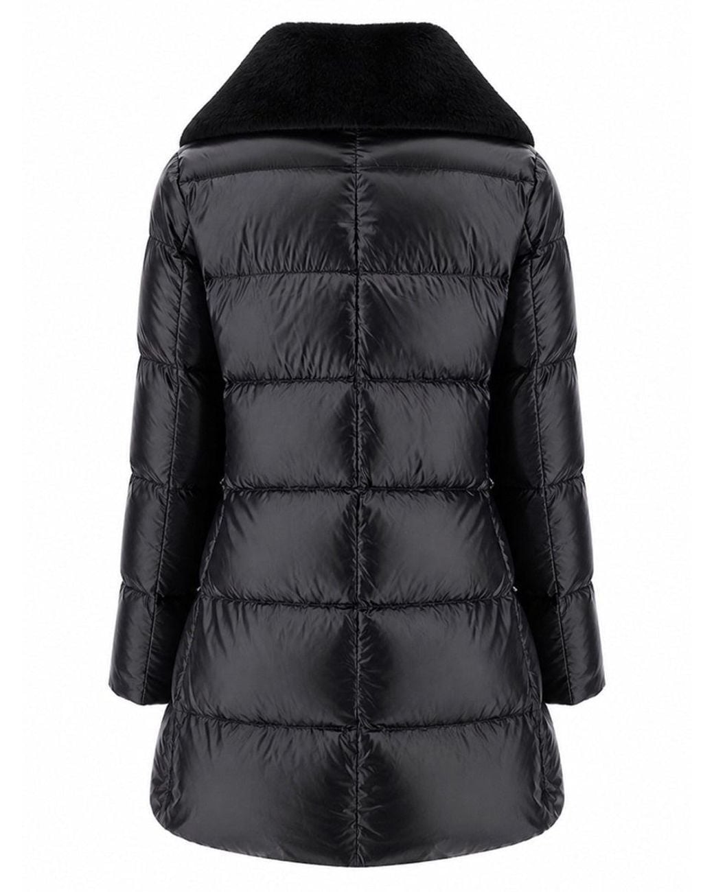 Herno Black Quilted Puffer Coat With 180 Cm Length Detail, Size 40