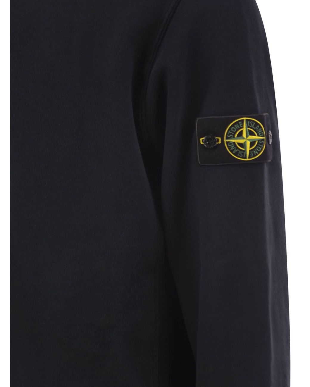 Stone Island Blue Cotton Crew Neck Sweatshirt With Compass Badge